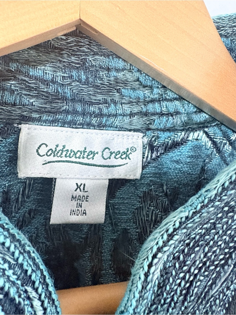 Vintage-Inspired Teal Brocade Jacket with Mandarin Collar Size XL - Picture 13 of 16